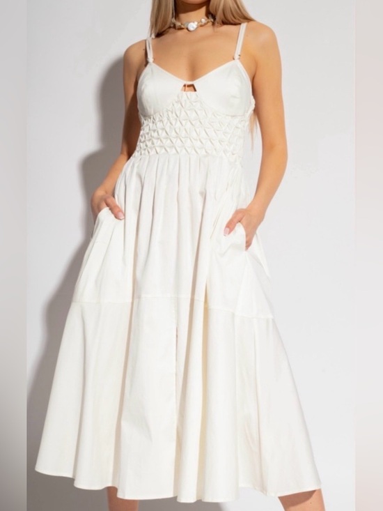 cult gaia Dresses & Skirts - Cult Gaia Brynn White Smocked Midi Dress | S